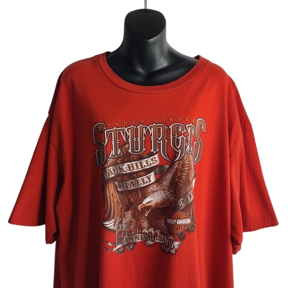 Harley-Davidson South Dakota T-shirt Men's Orange Short Sleeve Size 2XL - Picture 3 of 10